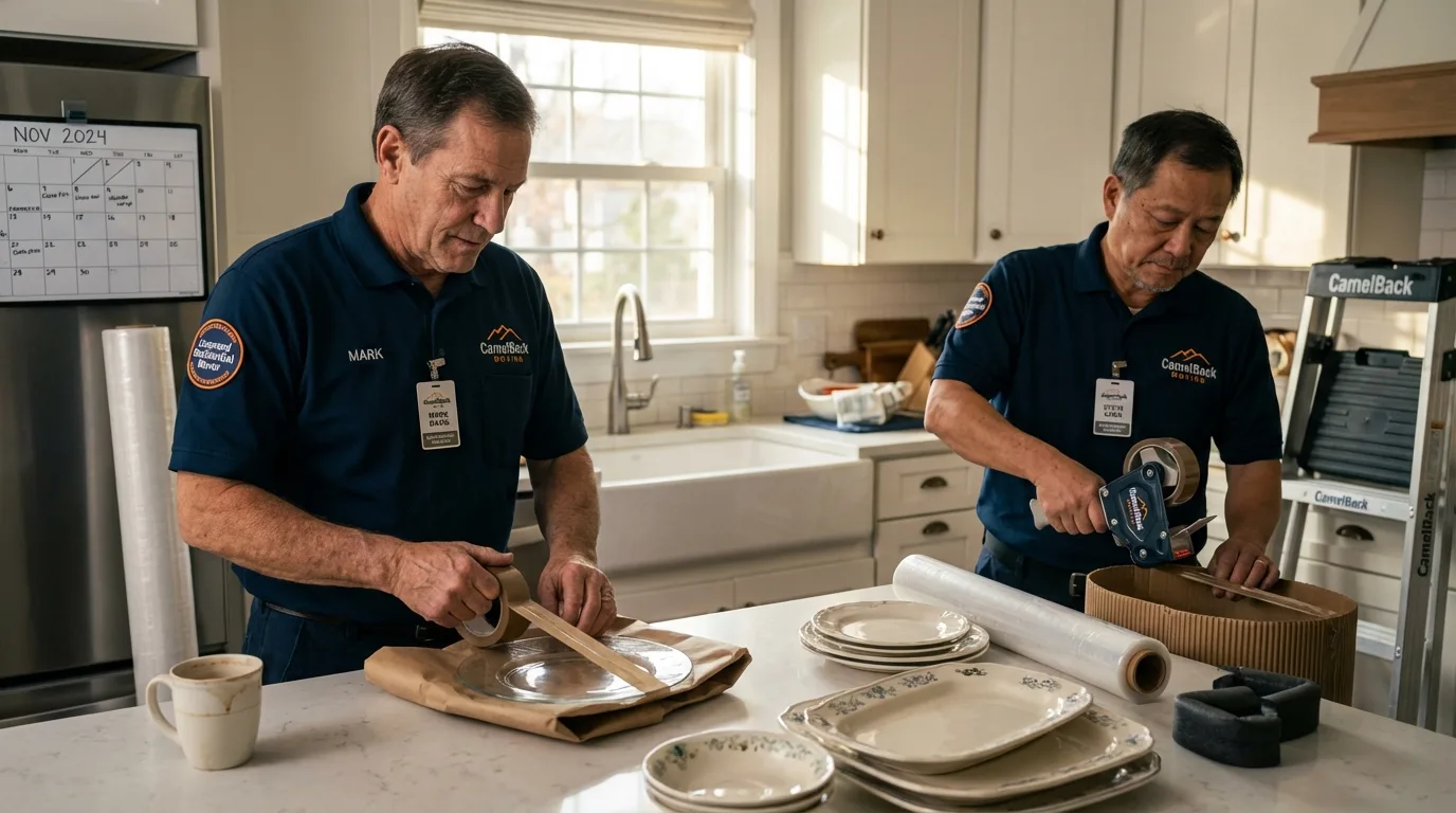 Professional crew packing kitchen dishware in Aurora, IL